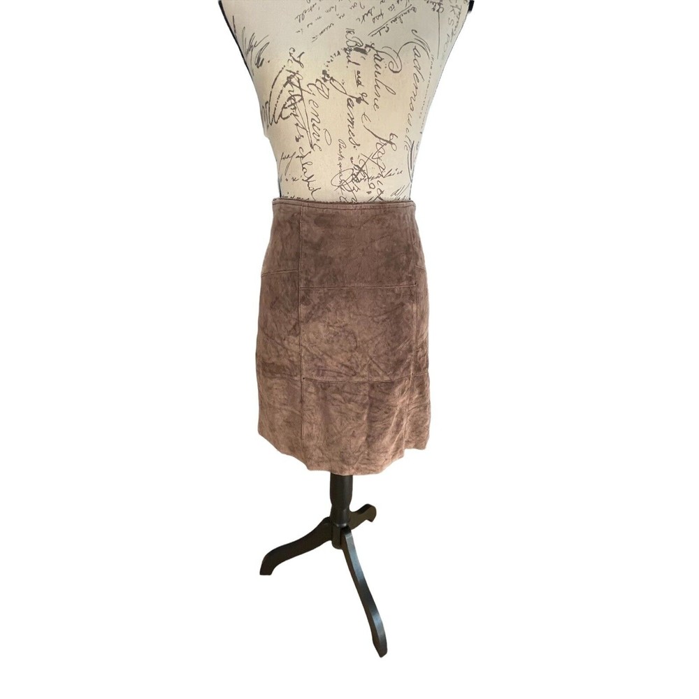 Limited Too Brown Leather Lined Skirt Side Zip Sz 14 Skirt New Knee Length